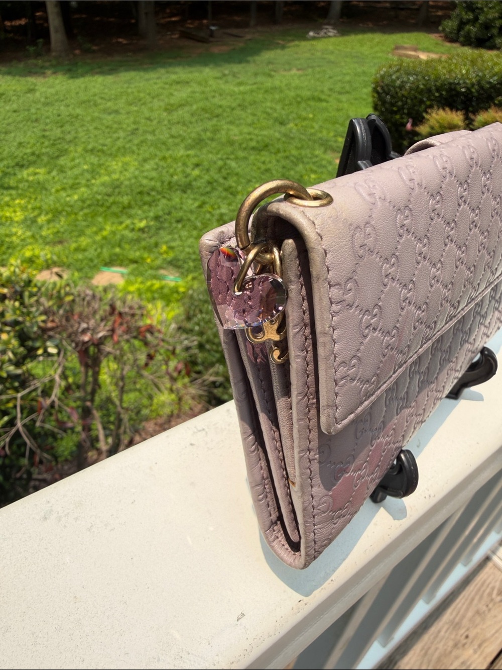 Gucci RARE Vintage LILAC Embossed GG Leather Wallet Clutch - Picture 6 of 17